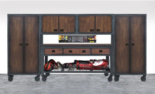 Duramax 5-Piece Garage Storage Combo Set w/ Workbench, Wall Cabinets and Free Standing Cabinets