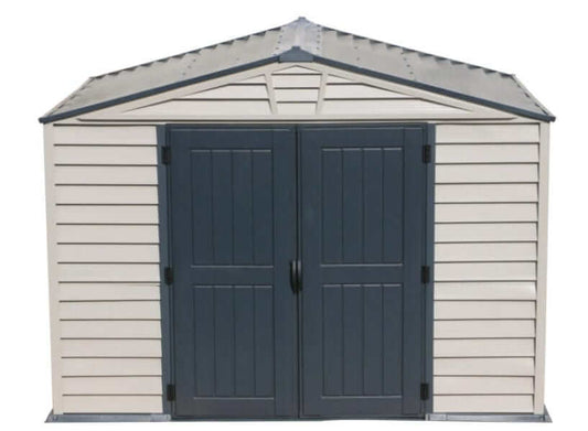 Duramax 10.5' x 8' Storemax Plus Vinyl Shed Kit with Floor Front View 30225