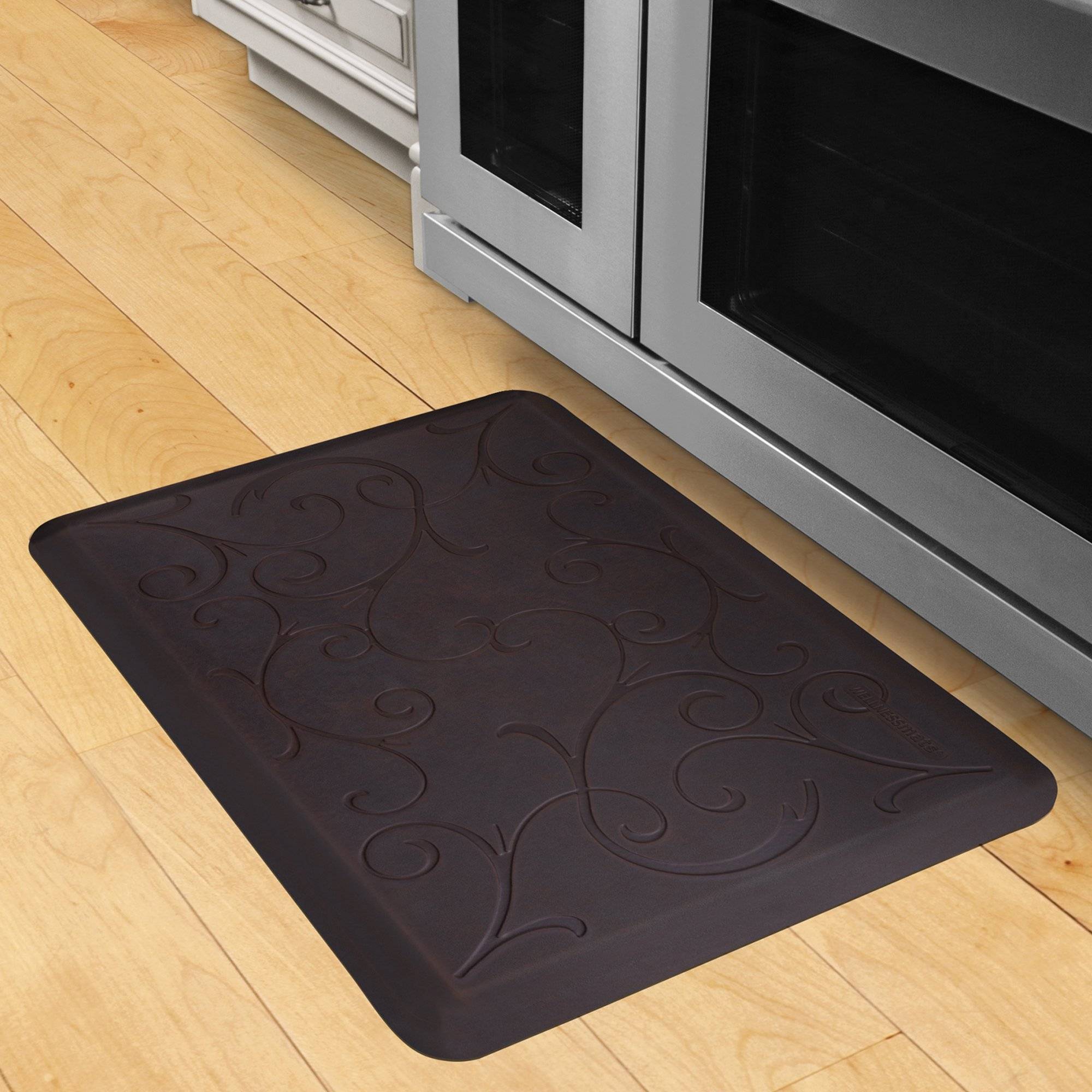 Wellnessmats Bella Estates Shades of Blue EB32WMRBBUR,NavyPier An anti-microbial kitchen mat. An ergo mat that reduces impact on the legs and back