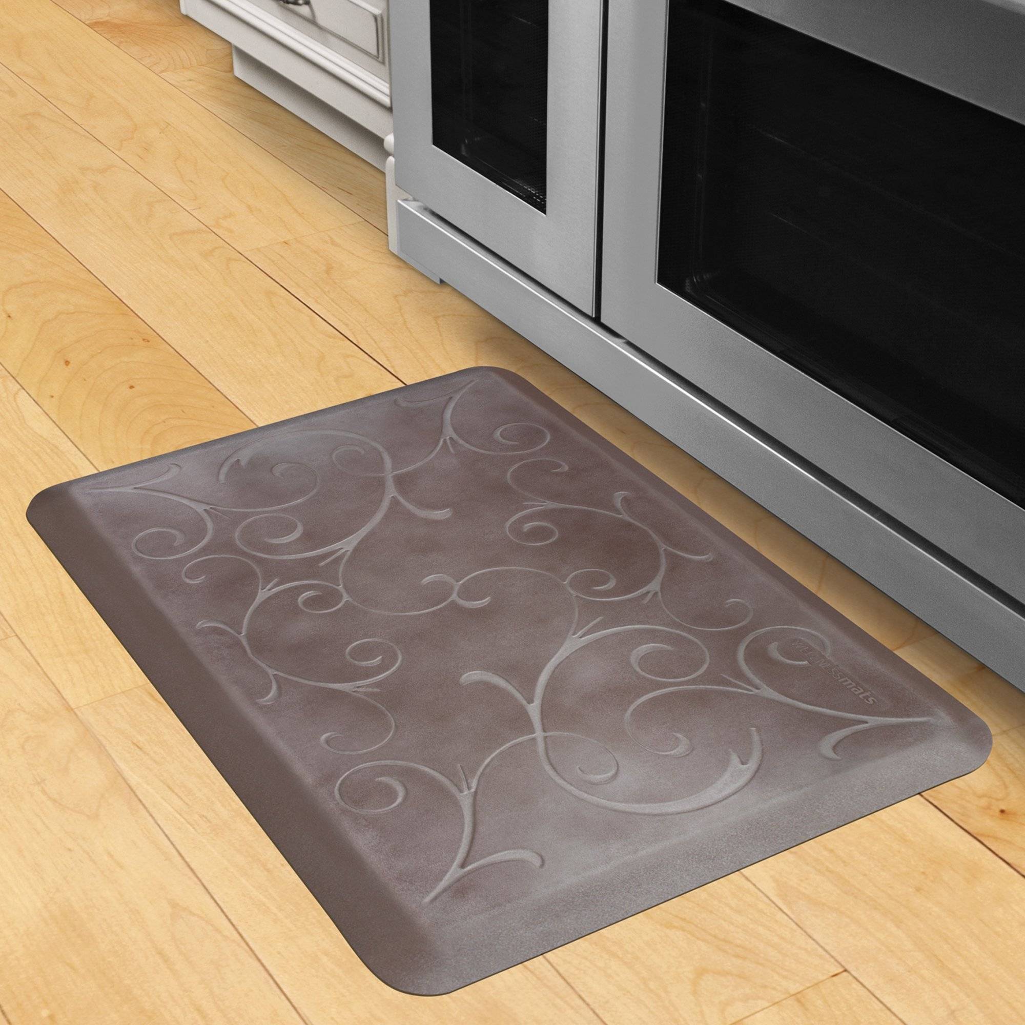 Wellnessmats Bella Estates Shades of Silver EB32WMRBNBRN,Quartz An anti fatigue mat that reduces stress. Easy to clean floormat