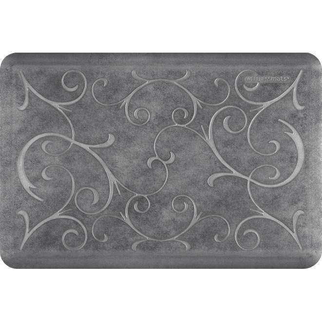 Wellnessmats Bella Estates Shades of Silver EB32WMRBNGRY,Slate A floor mat that has smooth surface. An ergo mat that gives comfort and relaxation while working in the kitchen or in any part of the house.