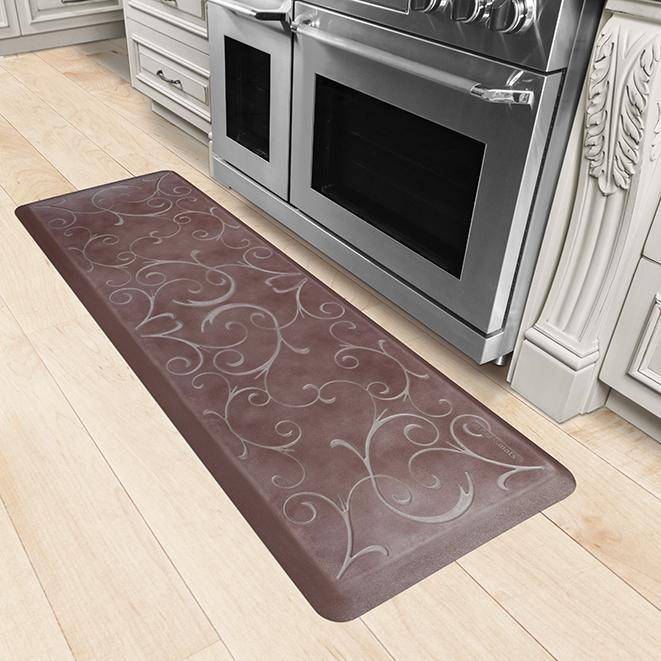 Wellnessmats Bella Estates Shades of Silver EB62WMRBNBUR,Garnet An anti-microbial kitchen mat. An ergo mat that reduces impact on the legs and back