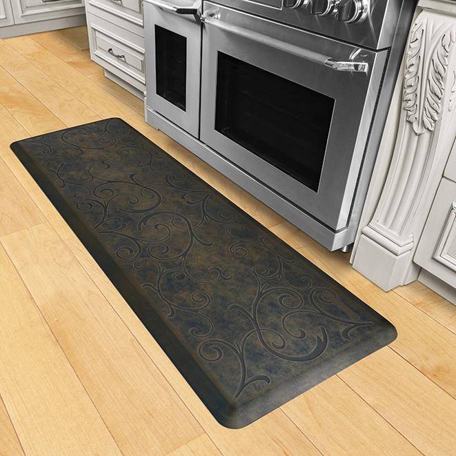 Wellnessmats Bella Estates Shades of Blue EB62WMRBTAN,Oasis A stain and heat resistant kitchen mat. A floor mat made of 100% Polyurethane