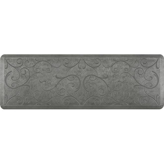 Wellnessmats Bella Estates Shades of Silver EB62WMRSL,SilverLeaf A floor mat with a great design that perfectly suits your kitchen. It is also an easy-to-clean ergo mat for every room in your house or garage.