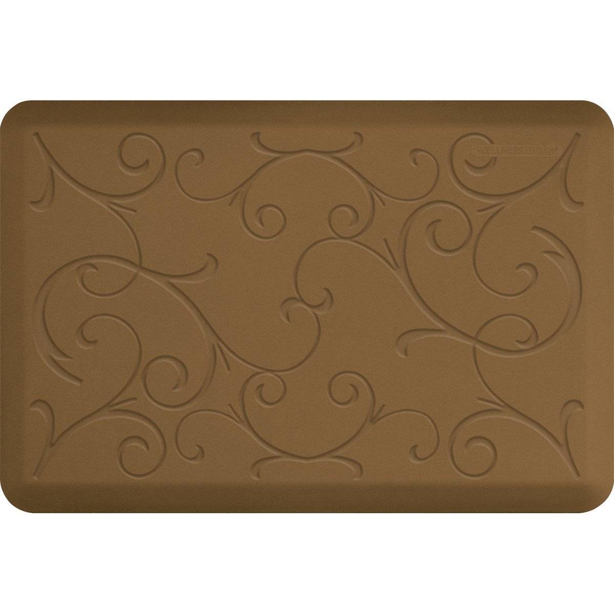 WellnessMats Bella Motif 3' X 2' MB32WMRTAN, Tan A recyclable kitchen rug. Anti-microbial floor mat that gives comfort to your feet.