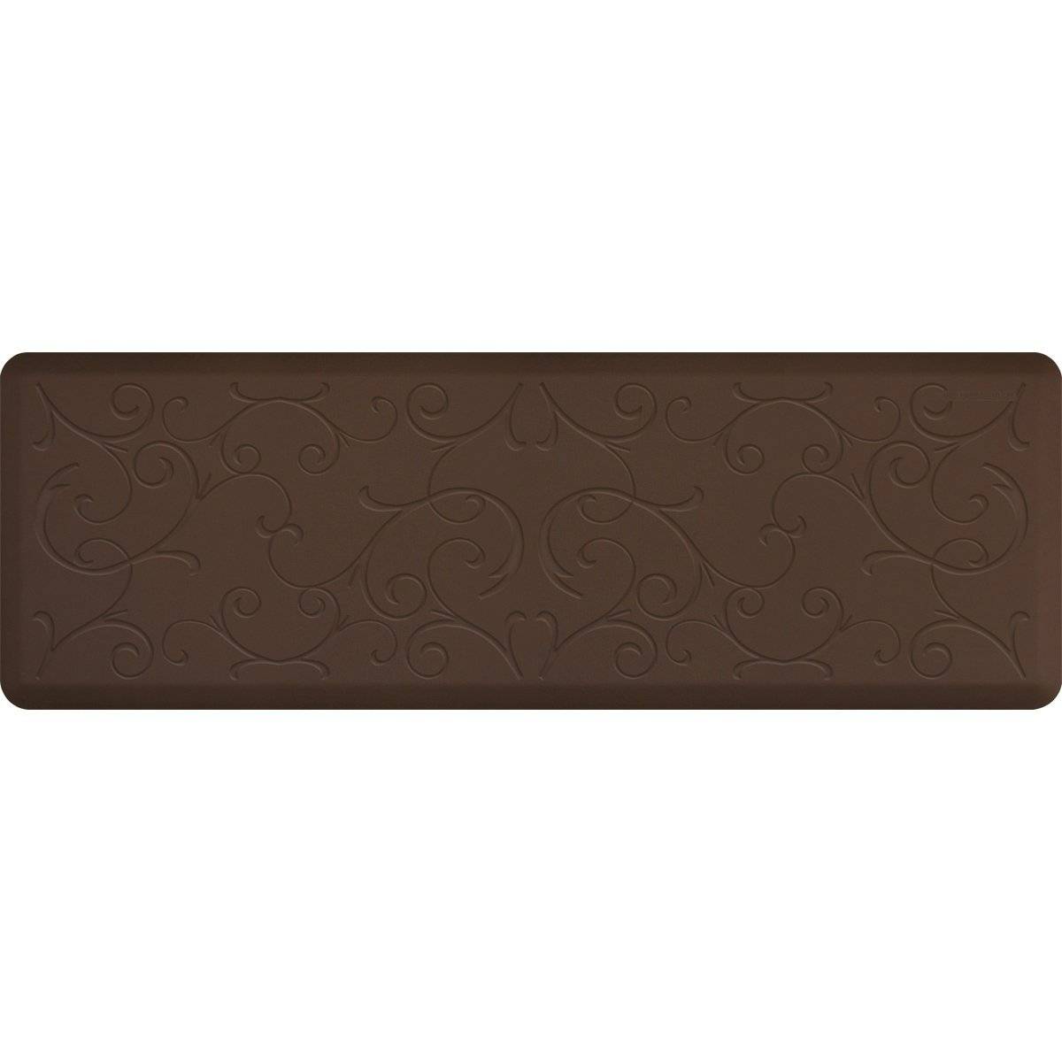 WellnessMats Bella Motif 6' X 2' MB62WMRBRN, Brown A floor mat that has smooth surface. An ergo mat that gives comfort and relaxation while working in the kitchen or in any part of the house.