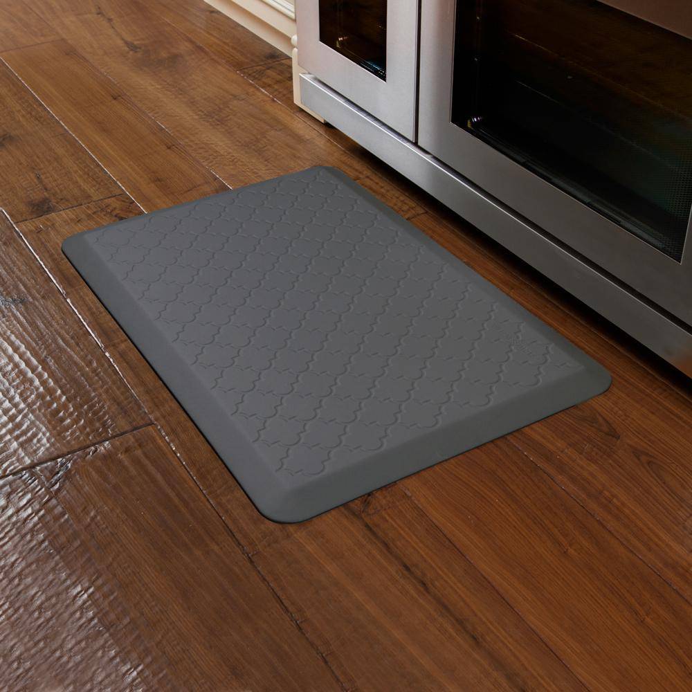 WellnessMats Trellis Motif 3' X 2' MT32WMRGRY, Gray An anti-microbial kitchen mat. An ergo mat that reduces impact on the legs and back