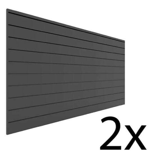 Proslat 8 ft. x 4 ft. PVC Slatwall - 2 pack 64 sq ft Charcoal P88205