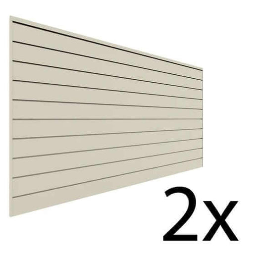 Proslat 8 ft. x 4 ft. PVC Slatwall - 2 pack 64 sq ft Sandstone P88209