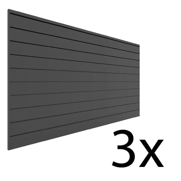 Proslat 8 ft. x 4 ft. PVC Slatwall - 3 pack 96 sq ft Charcoal P88305