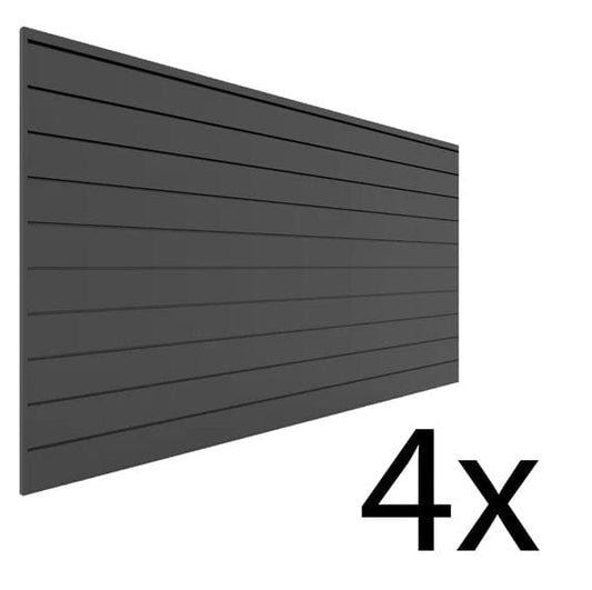 Proslat 8 ft. x 4 ft. PVC Slatwall - 4 pack 128 sq ft Charcoal P88405