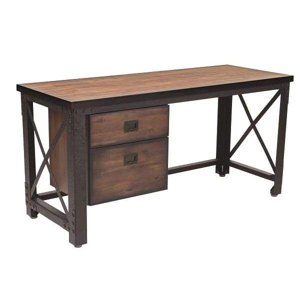 Duramax Jackson 62" Industrial Metal & Wood desk with drawers 68050