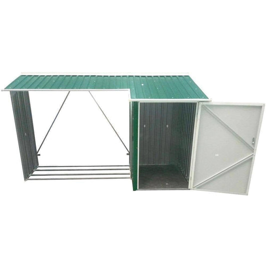 Duramax Wooden Garden Shed Green with Off White Trim 53661 - Garage Tools Storage