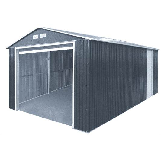 Duramax 12'x20' Imperial Metal Garage Dark Gray w/ White Trim 50951 - Garage Tools Storage