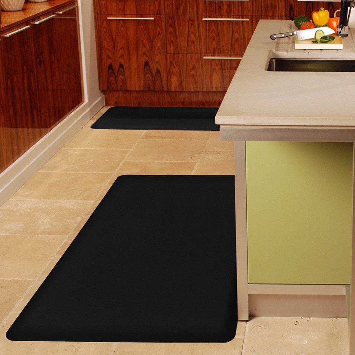 WellnessMat Original 6' X 3' 63WMRBLK, Black A popular floor mat with elegant design. A kitchen mat that gives padded support.